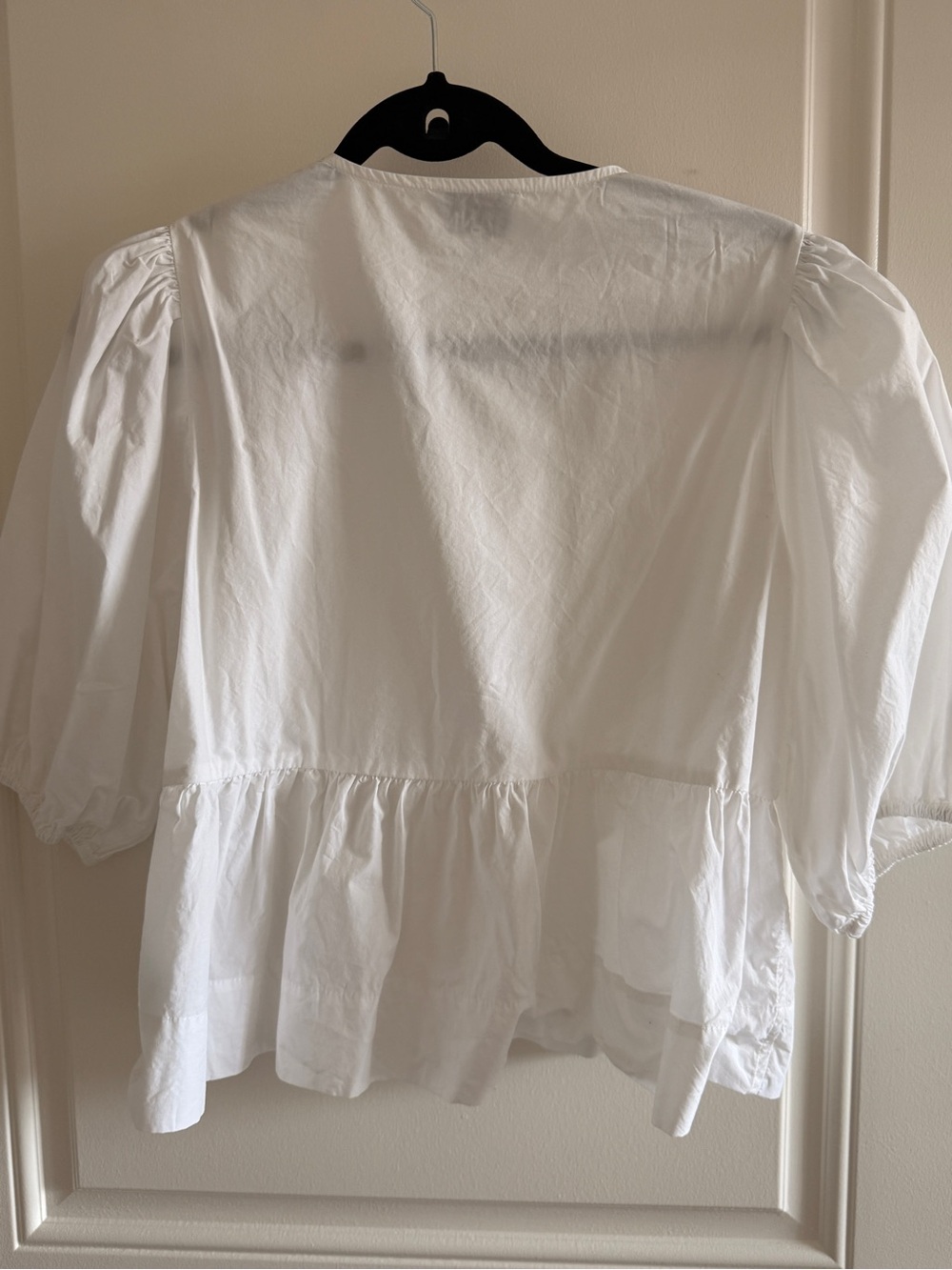 Ganni Cotton Poplin Peplum Blouse with ties - White - Picture 5 of 6
